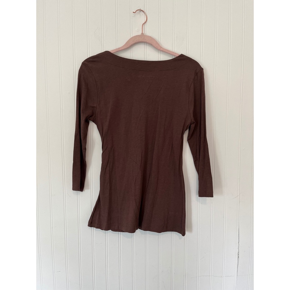 Soft Surroundings Top Womens XS Brown Pima Cotton Modal Wrap Side Ruched - Picture 9 of 9